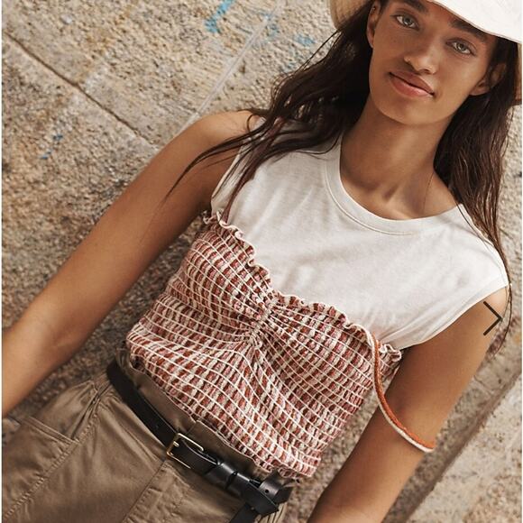 Madewell Jacquard Smocked Tank - Picture 1 of 5